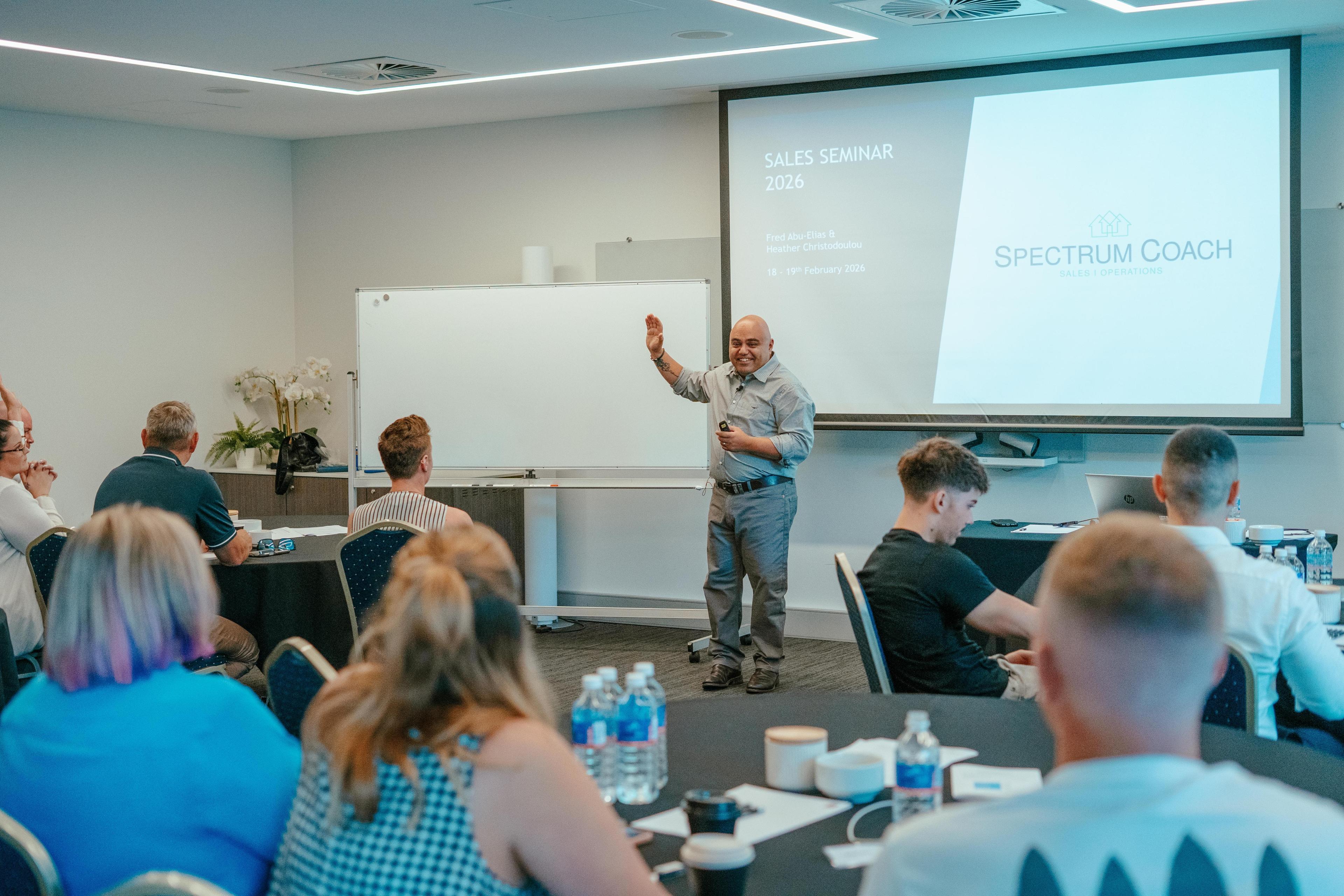 Fred from Spectrum Coach running a sales training session for a new-home sales team